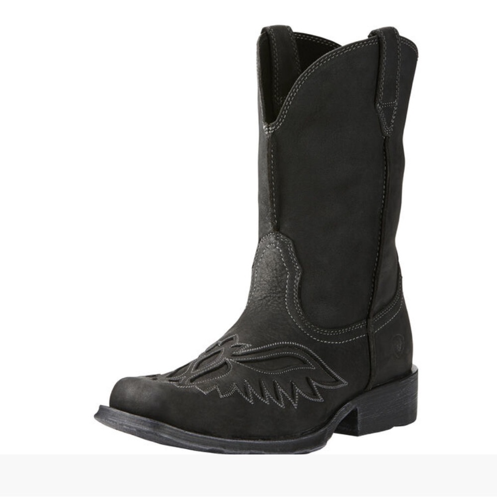 Ariat Men's Rambler Renegade Black Leather Square Toe Boot Men's Size 12EE